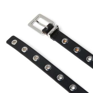 Ganni Black and Silver Studded Leather Belt